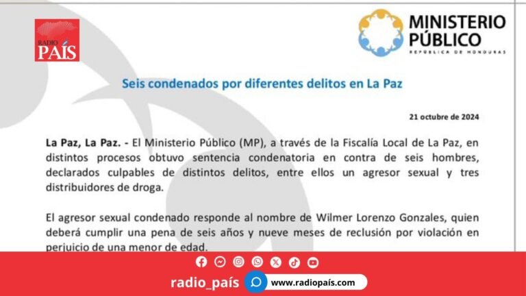 Seis condenados por diferentes delitos en La Paz