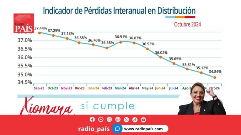 LA REDUCCIÓN DE PERDIDAS EN LA ENEE EN OCTUBRE FUE 2,60% SEGUN EL PROGRAMA DE REDUCCIÓN DE PERDIDAS.